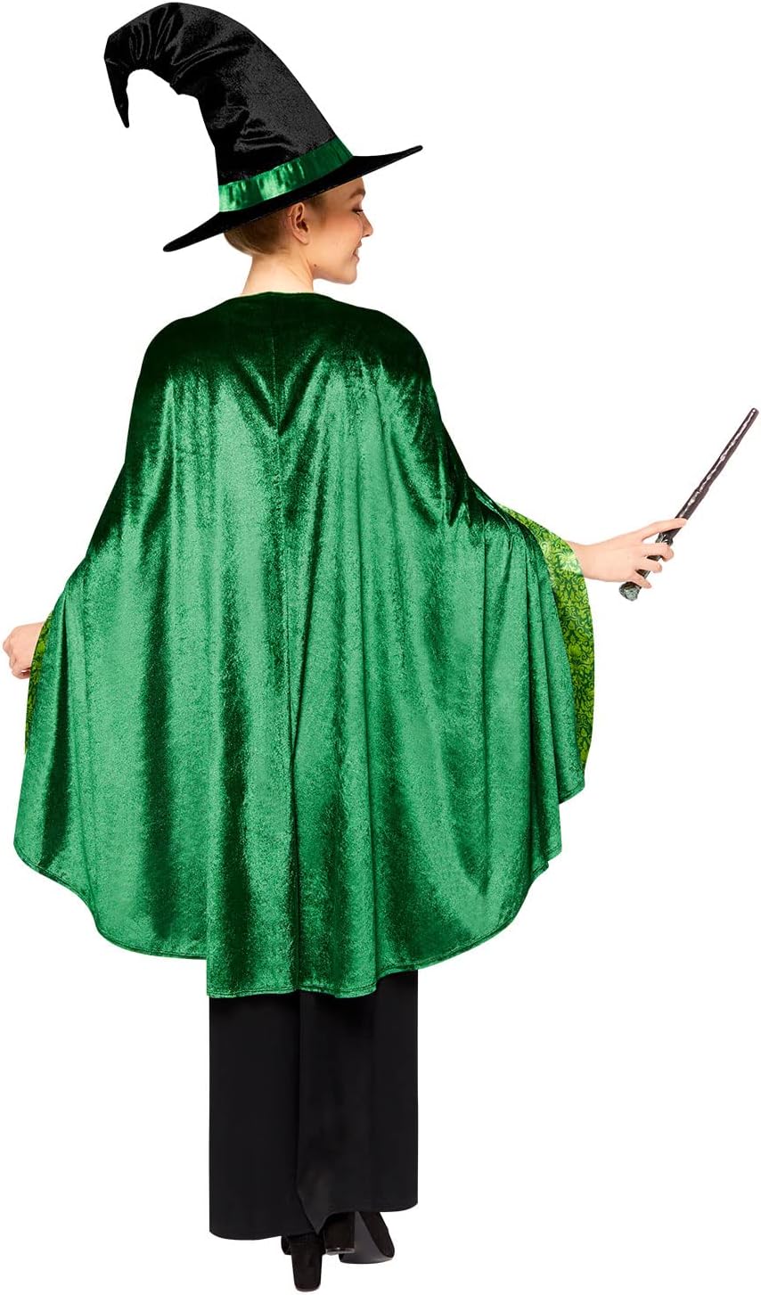 Amscan - Erwachsenenkostüm Professor Mc Gonagall aus Harry Potter, Kleid, Umhang, Hut, Magierin, Zau