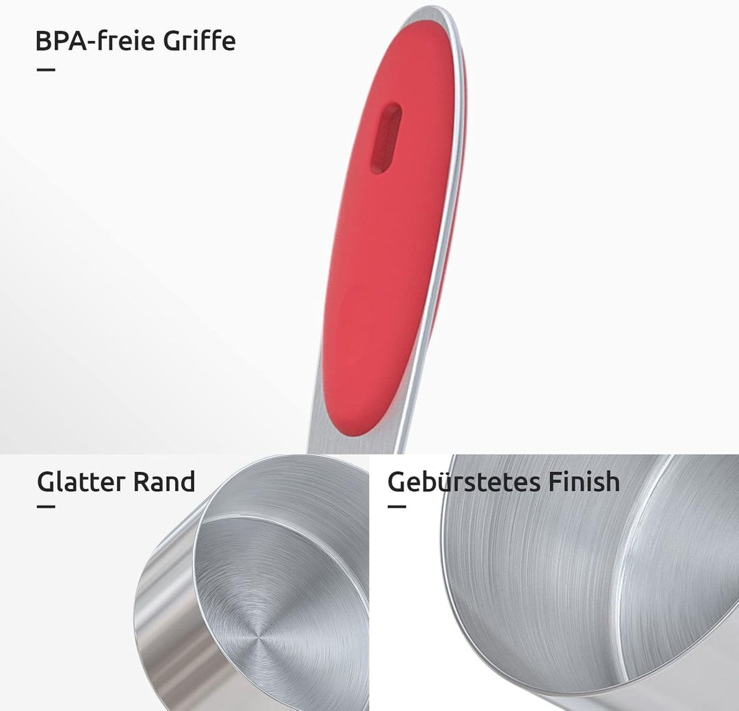 Messbecher: U-Taste 18/8 Edelstahl Messbecher und Messlöffel Set mit 10 Stück, Griff mit Verbesserte