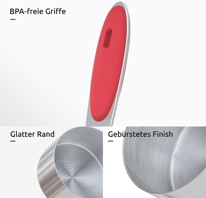 Messbecher: U-Taste 18/8 Edelstahl Messbecher und Messlöffel Set mit 10 Stück, Griff mit Verbesserte