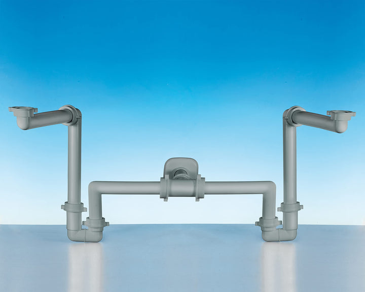 LIRA SPA A.1115.76 Badezimmer, Doppelbett Platzsparender Siphon für Doppelwaschbecken, grau