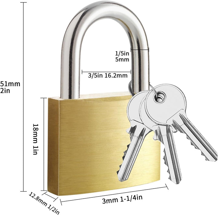 8 Stück Vorhängeschloss, kleine Schlösser mit Schlüssel 30 mm, Messing Vorhängeschloss Gleichschlies
