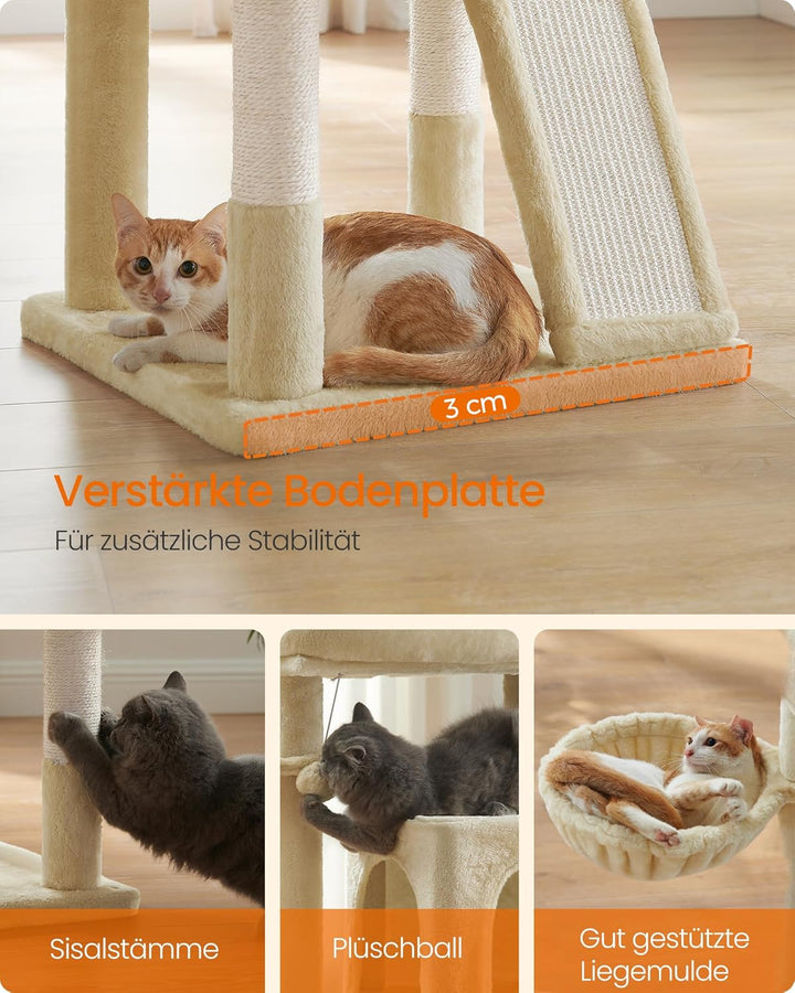 Feandrea Kratzbaum, Katzenbaum mit grosser Plattform, beige PCT51M, beige