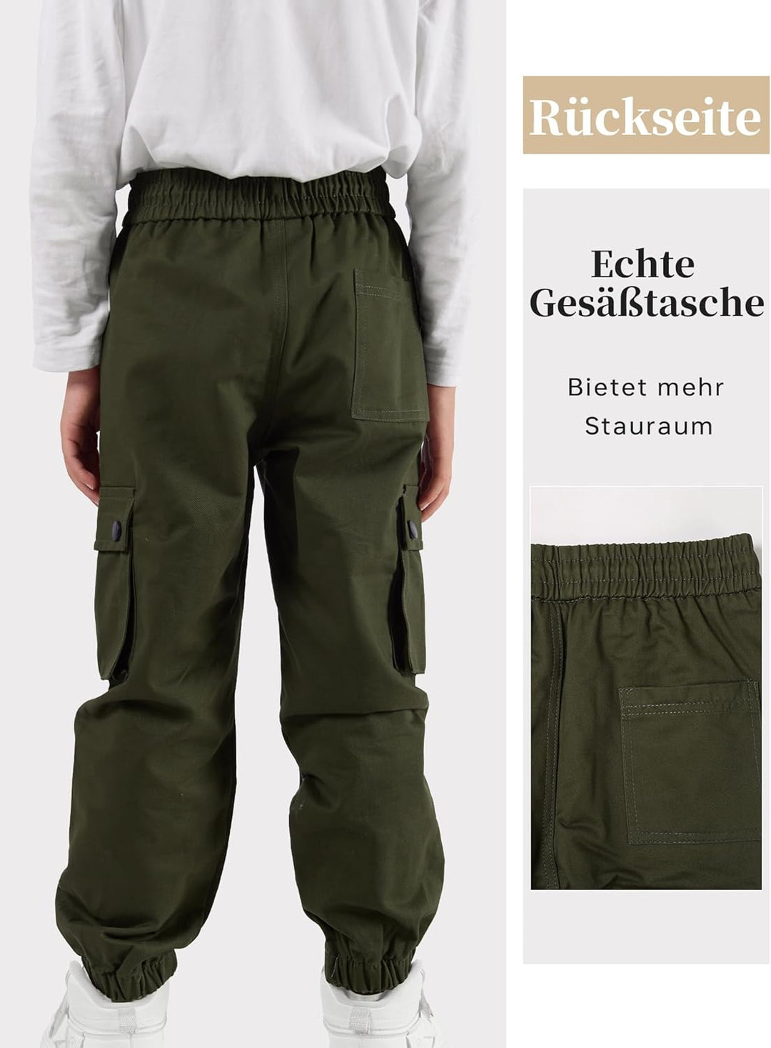 NATUST Kinder Cargo Hose 150 Armeegrün, 150 Armeegrün