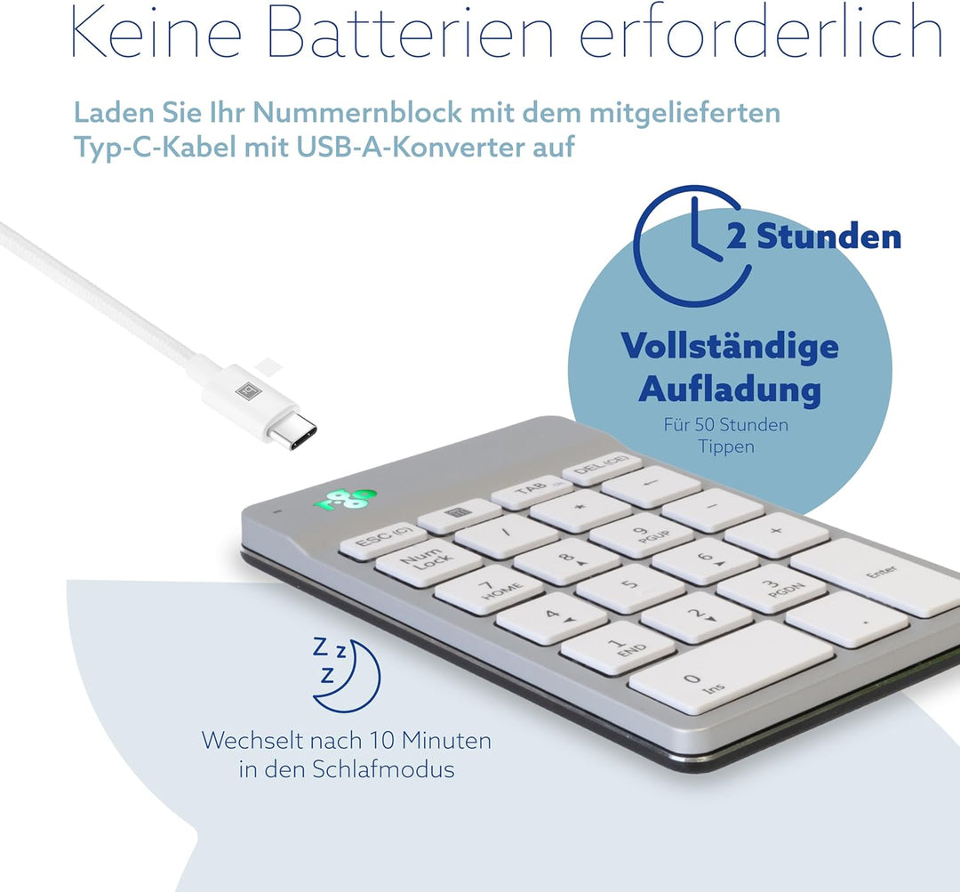 R-Go Numpad Break, Mit Anti-RSI-Software, Bluetooth kabellos Ziffernblock, Numerische Tastatur für C