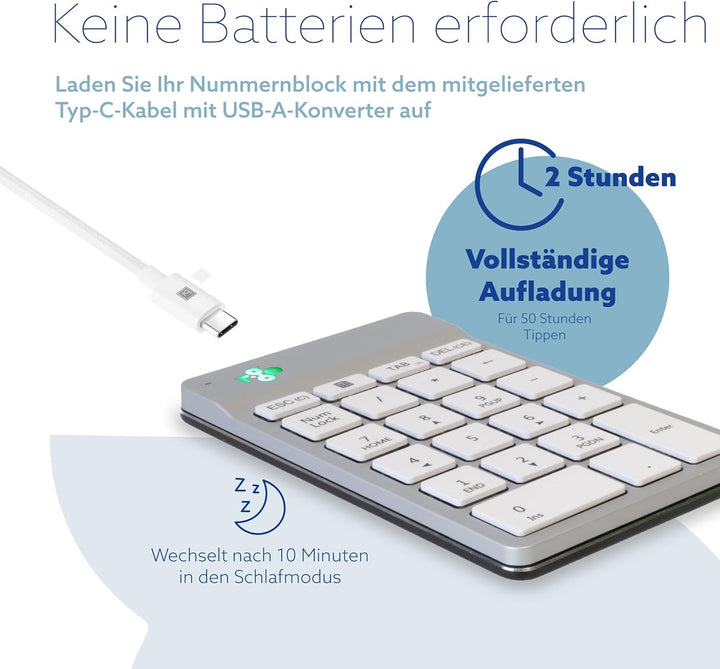 R-Go Numpad Break, Mit Anti-RSI-Software, Bluetooth kabellos Ziffernblock, Numerische Tastatur für C