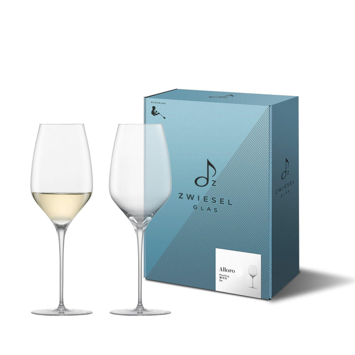 Zwiesel Glas Riesling Weissweinglas Alloro (2-er Set), in Handarbeit mundgeblasene Weingläser, ästhe