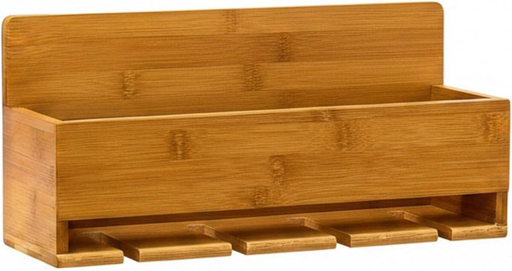 Relaxdays Weinregal mit Glashalter H x B x T: ca. 17 x 37 x 11,5 cm Flaschenregal aus Bambus mit Pla