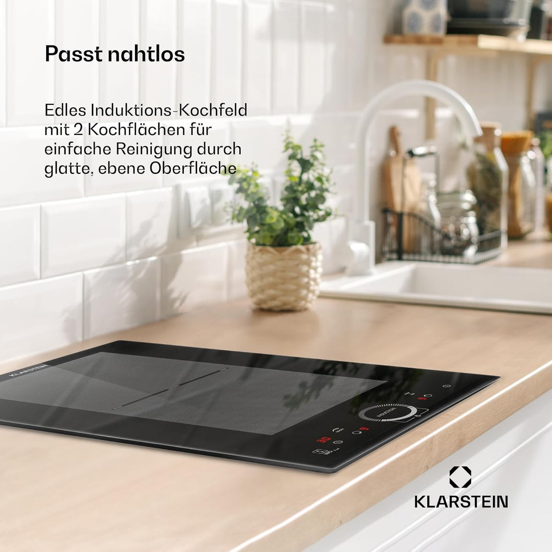 Klarstein Delicatessa Slim Domino Induktionskochfeld - autarke 2 Zonen Herdplatte Induktion, Indukti
