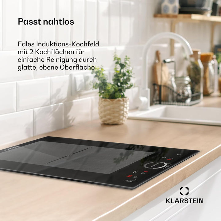 Klarstein Delicatessa Slim Domino Induktionskochfeld - autarke 2 Zonen Herdplatte Induktion, Indukti