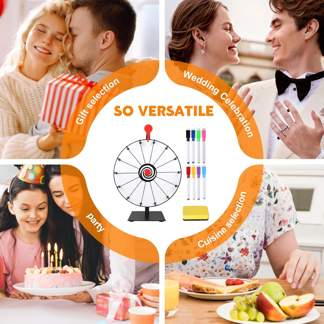 Glücksrad zum Drehen, 30cm Glücksrad zum Selbstgestalten mit 14 Slots, Roulette-Spinner des Glücks,