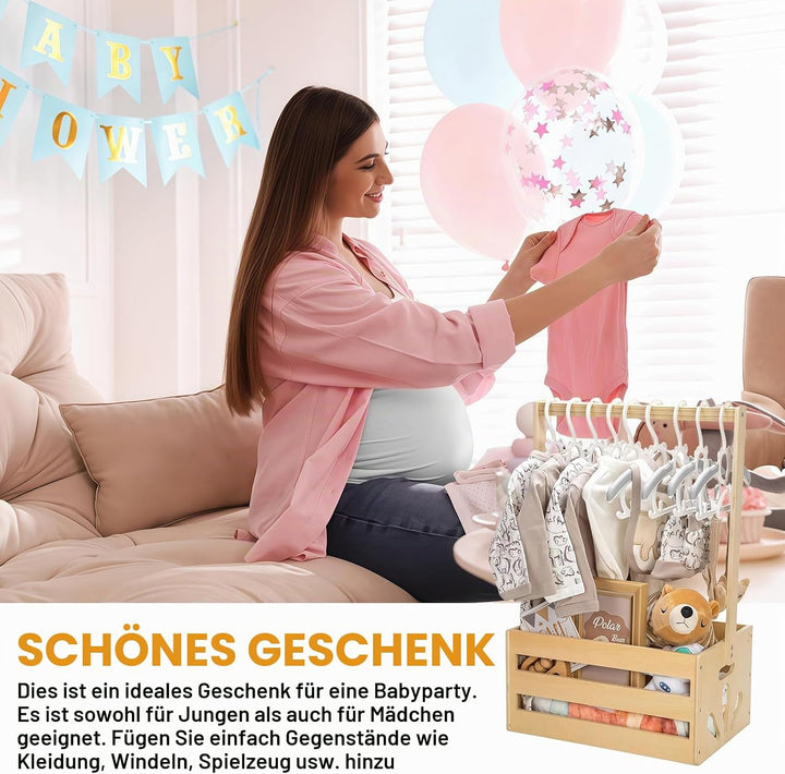 Holz Baby Geschenk Korb mit Griff, Holz Babyparty Kiste Kleiderschrank mit Griff Praktische Baby, De