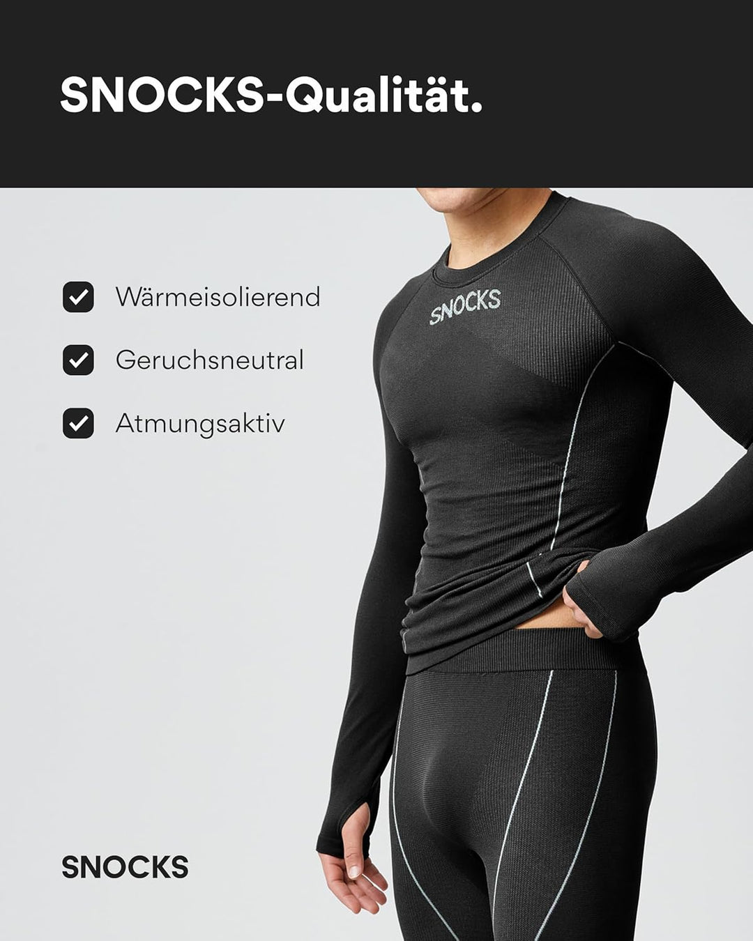 Snocks Thermounterwäsche Herren - extra warm, enganliegend, schnelltrocknend & atmungsaktiv - Gr. S-