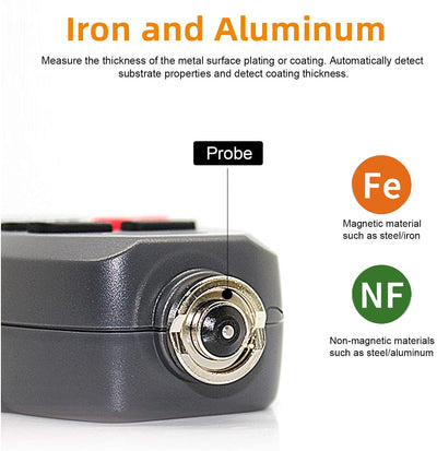 LYCEBELL Schichtdickenmessgerät, Mini Autolack-Dickenmessgerät mit Sensor für Auto Fe& NF, Stahl Alu