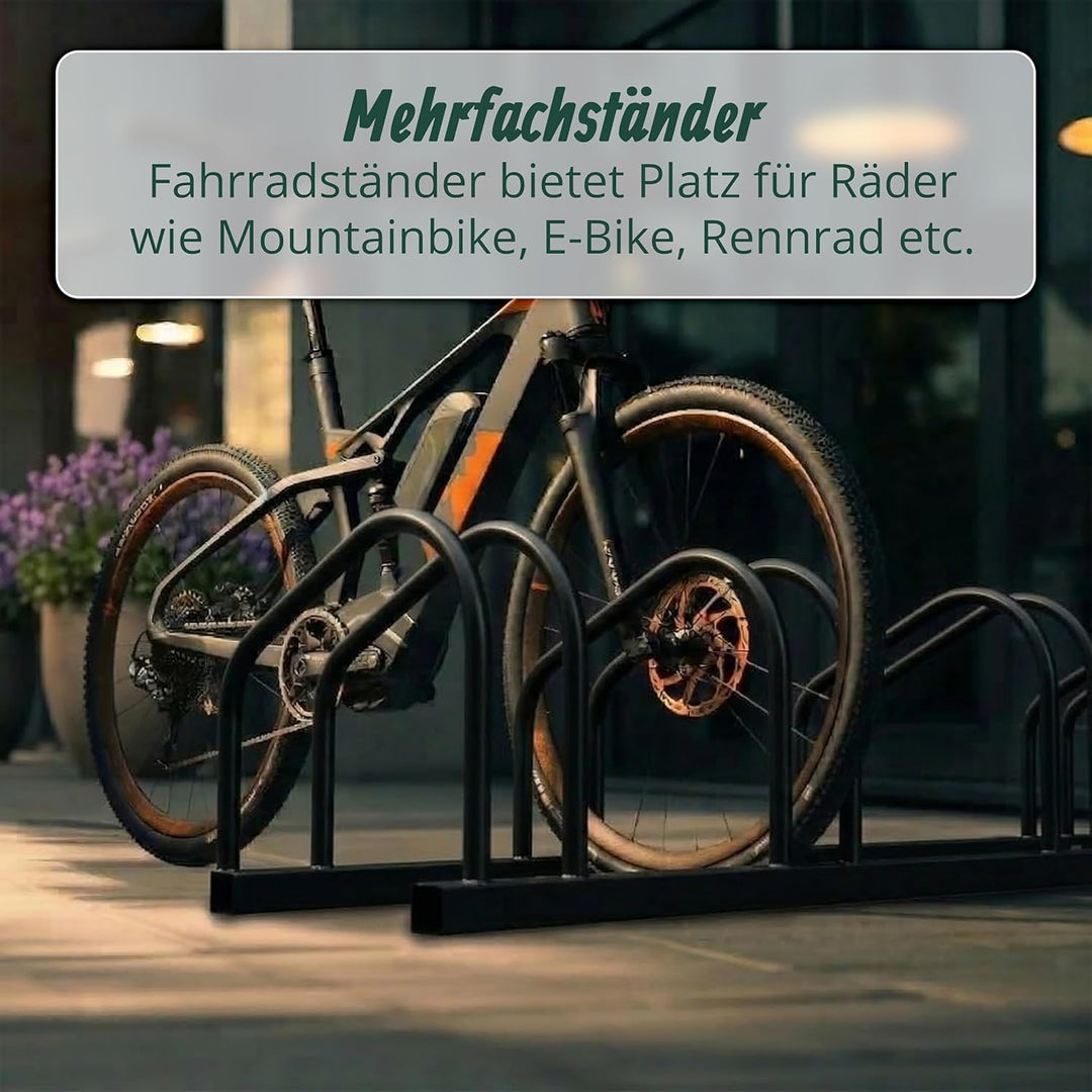 Relaxdays Fahrradständer Boden &amp; Wandmontage, 4 Räder, bis 65 mm Reifenbreite, Garage, Hof, Reihenpa
