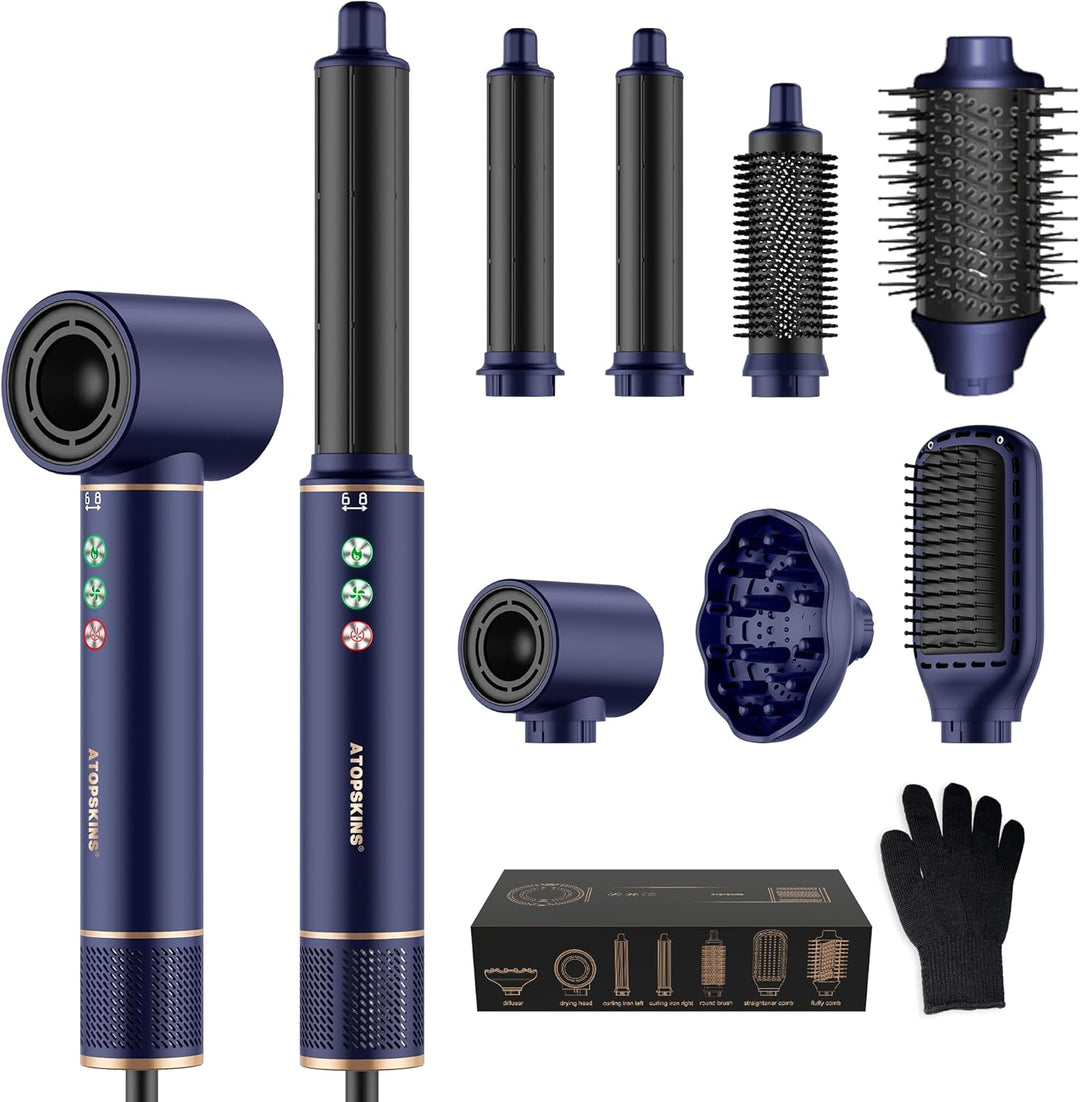 Atopskins Air Styler 7 in 1 Hair Styler set, 110000 U/Min Haartrockner High Speed Föhn Mit Diffusor,