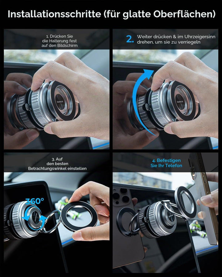 DIMONCOAT 2026 Verbesserte 360° drehbare Vakuum-Magnet-Handyhalterung für Auto, für Saugnapf-Handyha