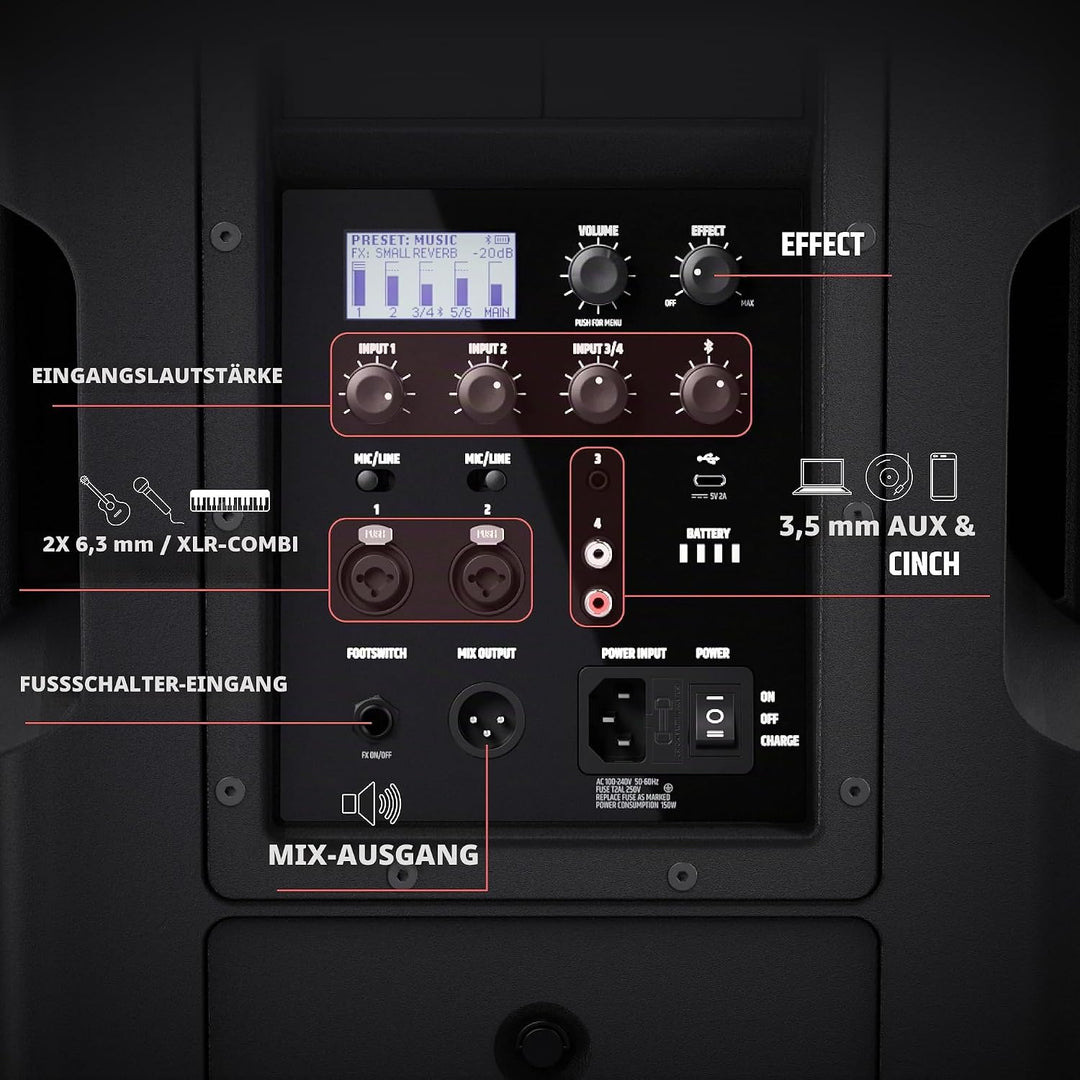 LD Systems ANNY 10 HHD B5 - Mobiler Bluetooth PA Lautsprecher mit Akku, Mixer und 1x Funkmikrofon 58