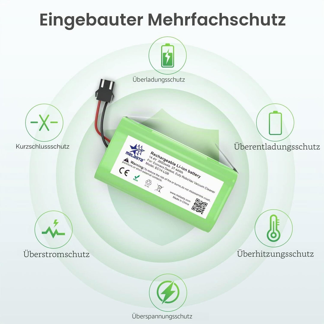 MELASTA 2600mAh Ersatzakku für Ecovacs Deebot N79 N79S DN622, 14,4V Li-Ion Akku Compatible with Tesv