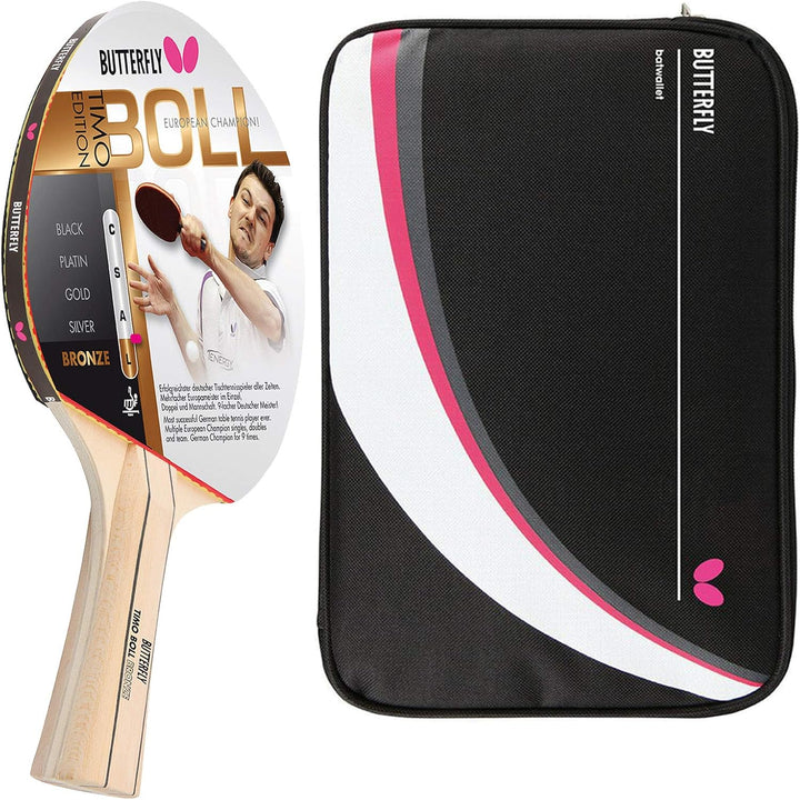 Butterfly Timo Boll Bronze Tischtennisschläger + Tischtennishülle Drive Case 2 | Tischtennisschläger