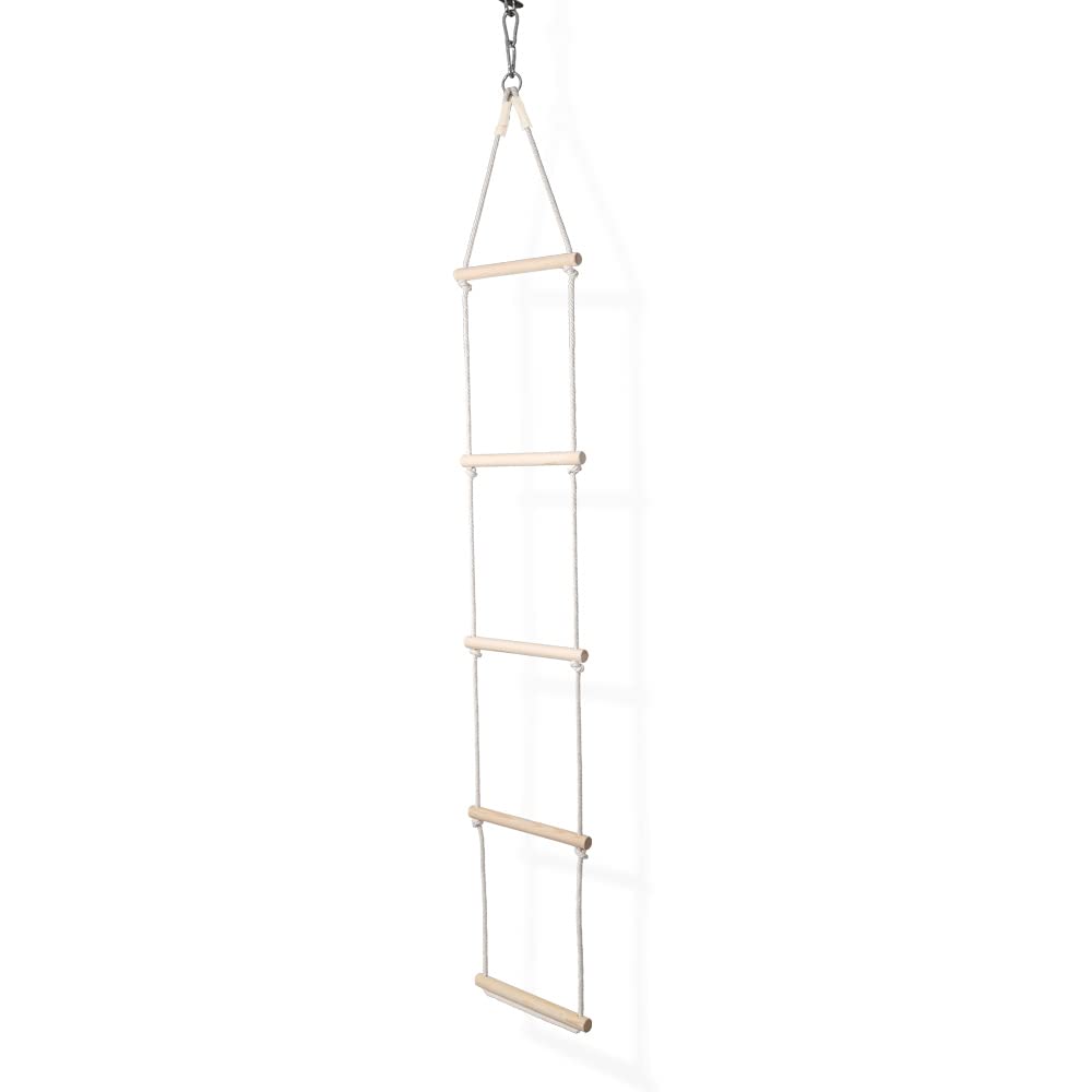 MAMOI® Strickleiter/Dreieck Hänge Leiter, Nachhaltig Hängeleiter aus natürlichem Holz und Baumwollko