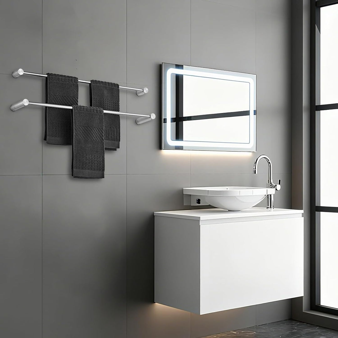 Leekayer 78cm Badezimmer Handtücherstange 2 Set Nickel, Wandhandtücherhalter, Edelstahl, Schraubenbo