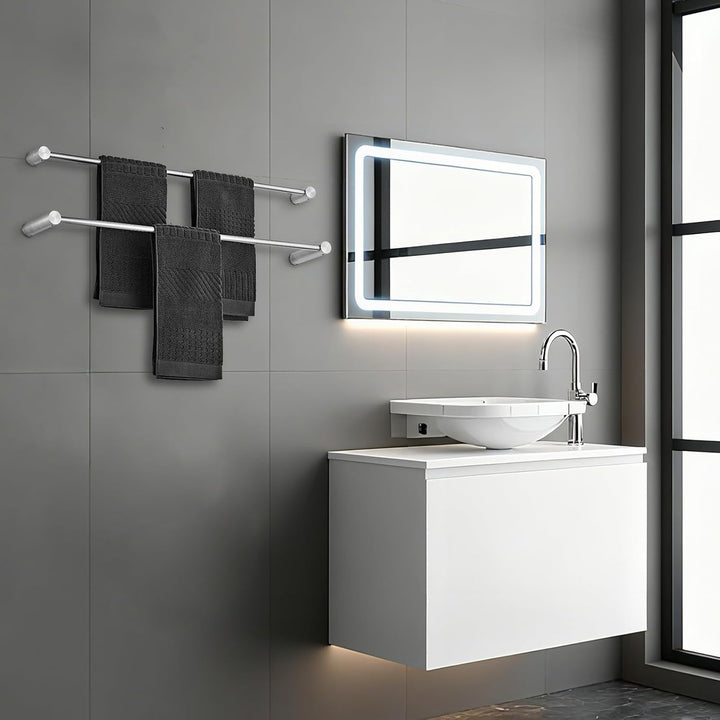 Leekayer 78cm Badezimmer Handtücherstange 2 Set Nickel, Wandhandtücherhalter, Edelstahl, Schraubenbo