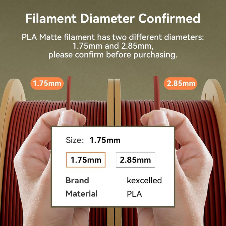 kexcelled PLA Matte Beige Filament 1,75mm +/-0,03mm, Matt Textur Finish Farbe, Ästhetische Materiali