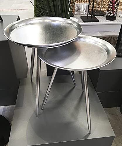 HAKU Möbel Beistelltisch, Metall, silber, Ø 38 x H 47 cm Silber Ø 38 x H 47 cm, Silber Ø 38 x H 47 c