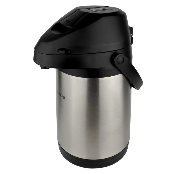 Pioneer Airpot Isolier-Pumpkanne, 3 Liters, Edelstahl-Getränkespender, Doppelwandig mit Griff, Bis z