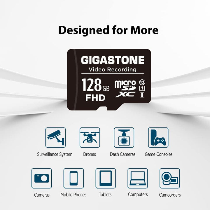 GIGASTONE 128GB MicroSDHC Speicherkarte 5er-Pack + SD Adapter, für Action-Kamera, GoPro, Drohne und