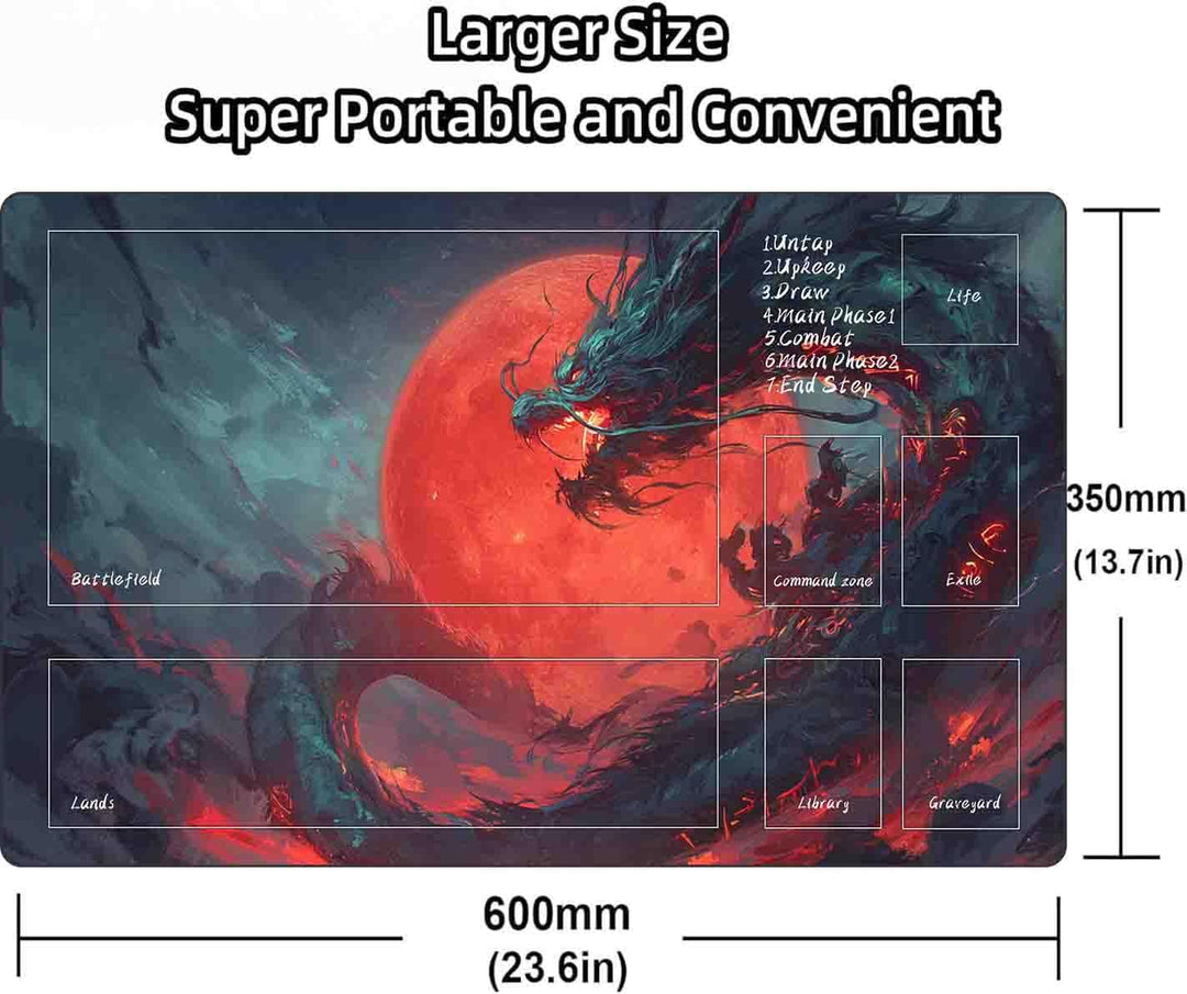 TCG MTG Spielmatte 24 × 14 - Premium-Spielmatte mit genähtem Rand mit glatter Stoffoberfläche und ru