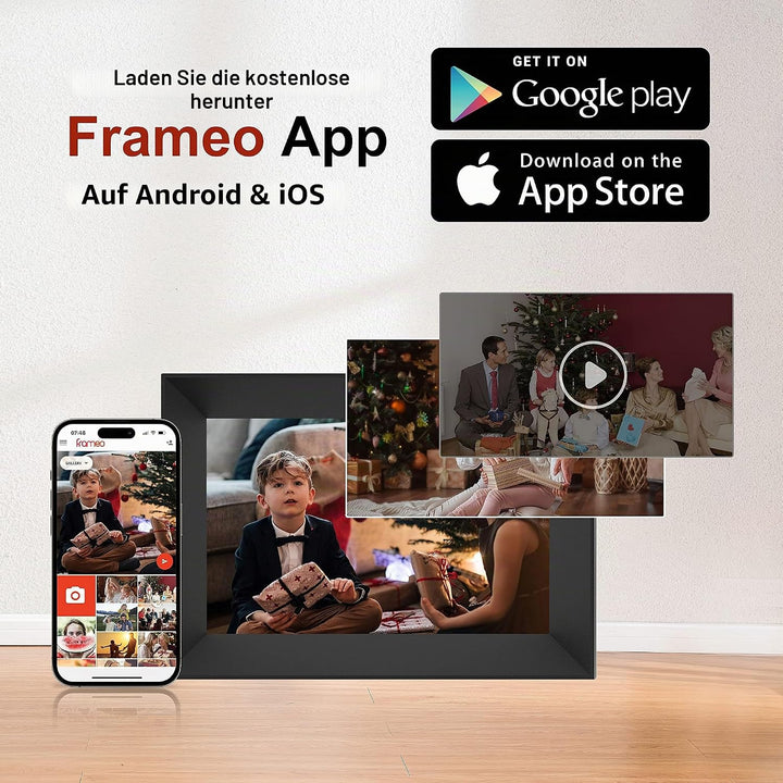 Frameo 8 Zoll WiFi Digitaler Bilderrahmen, 1280x800IPS Touchscreen, Teilen von Fotos oder Videos übe