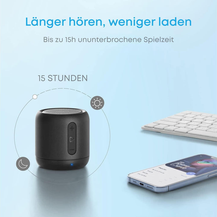 Anker Soundcore mini Bluetooth Lautsprecher mit 15 Stunden Spielzeit, Fantastischer Sound, 20 Meter