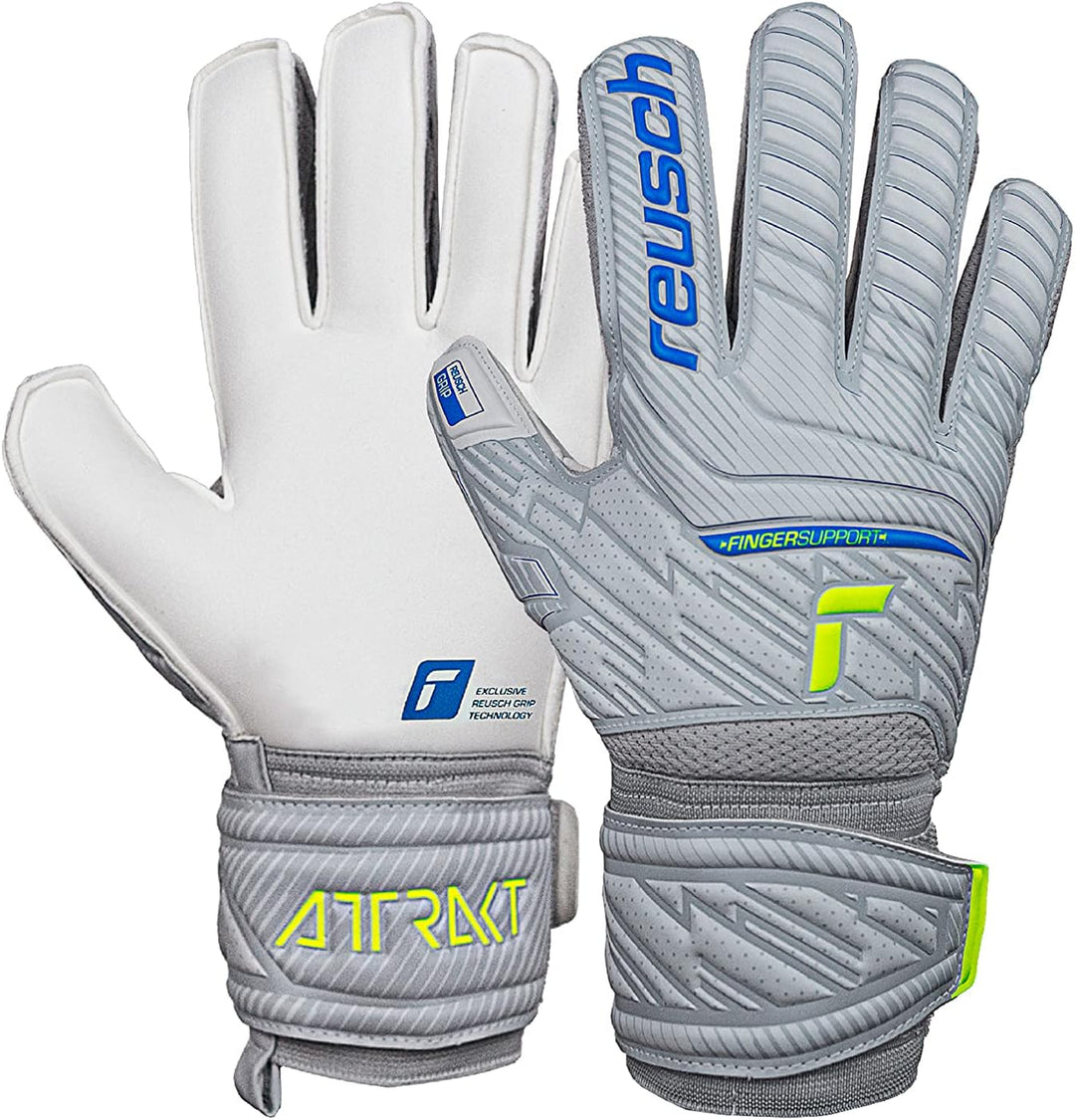 Reusch Herren Attrakt Finger Support Unisex Torwarthandschuhe mit Aussennaht Schnitt und Grip Belag,