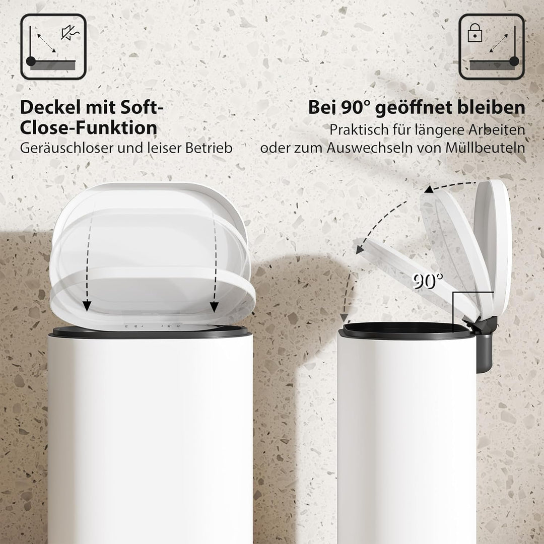 HOMCOM Mülleimer 12L Treteimer Abfalleimer mit Deckel und Fusspedal, Müllbehälter mit Inneneimer, So