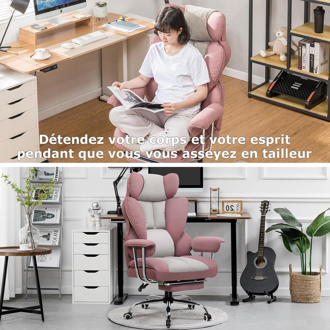 GTPLAYER Gaming Stuhl, Gamer Stuhl, Ergonomischer Bürostuhl mit Fussstütze, Stoffoberfläche, Federsi
