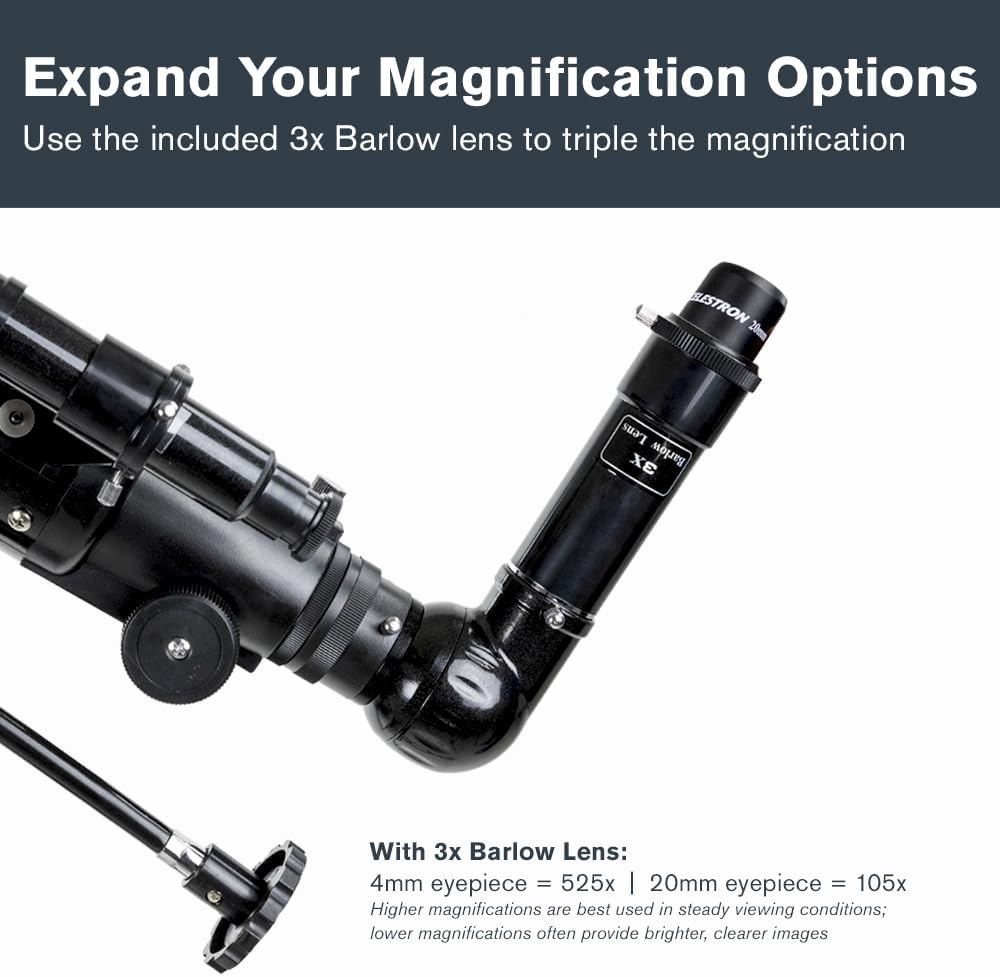 Celestron 21037 PowerSeeker 70EQ Refraktor – Schwarz, 70EQ Refraktor