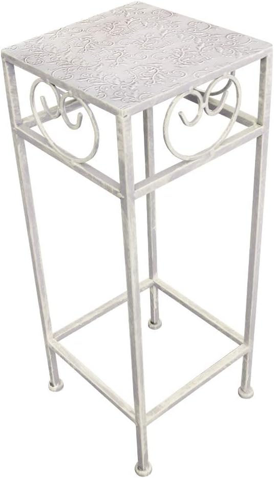 PrimoLiving Metall Blumenhocker/Beistelltisch antikweiss eckig Gr. S (P-814), Gr. S (P-814)