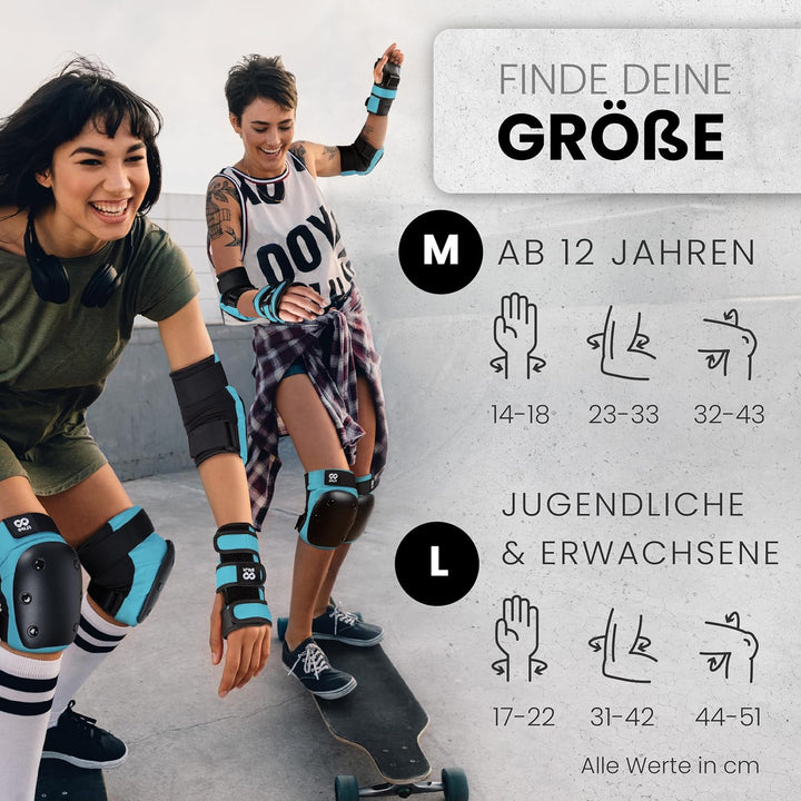 99FLIPS Inliner Schoner Erwachsene und Jugendliche [6er] Schoner Inliner Damen Herren mit Knieschone