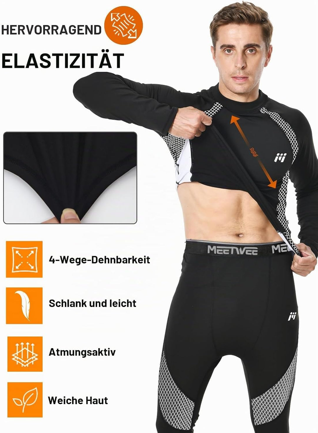 Herren Thermounterwäsche Herren Funktionsunterwäsche Atmungsaktiv Thermo Unterwäsche Baselayer-Set S