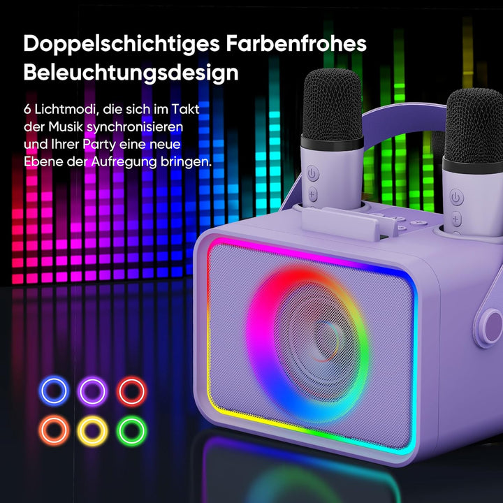[2026] Karaoke Maschine 2 Mikrofonen: Wowstar Karaoke Anlage mit 2 Karaoke Mikrofonen - Tragbare Blu