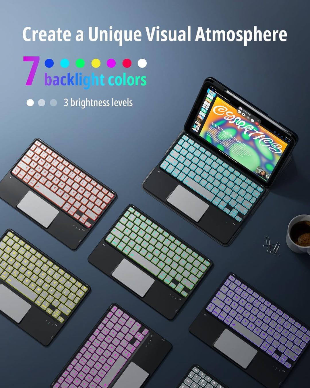 CACOE Drehbare Hülle mit Tastatur für iPad (A16) 11/10 Generation (11/10.9 Zoll) 2025/2022 mit Touch