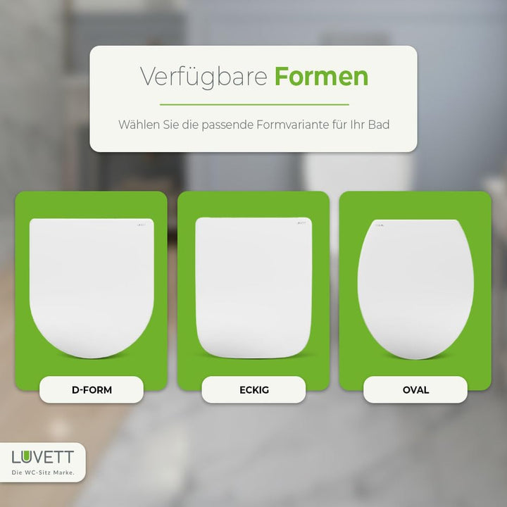 LUVETT® WC-Sitz inkl. 3 Edelstahl Montagelösungen & Absenkautomatik Softclose, Made in EU, antibakte