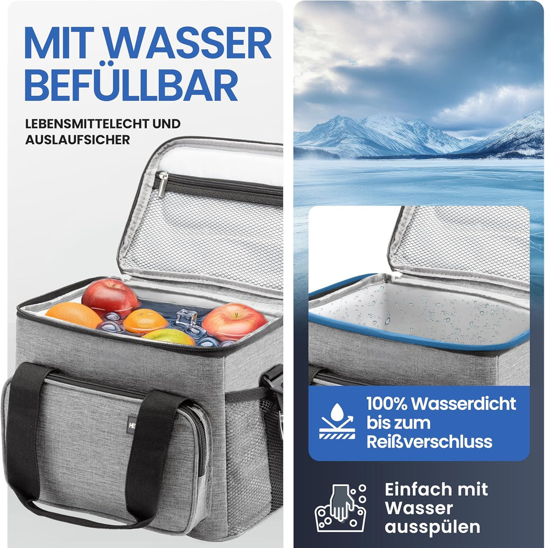 HELDENWERK Kühltasche klein & faltbar 10L, Isolierte Thermo Lunchtasche für Essen & Getränke, wasser