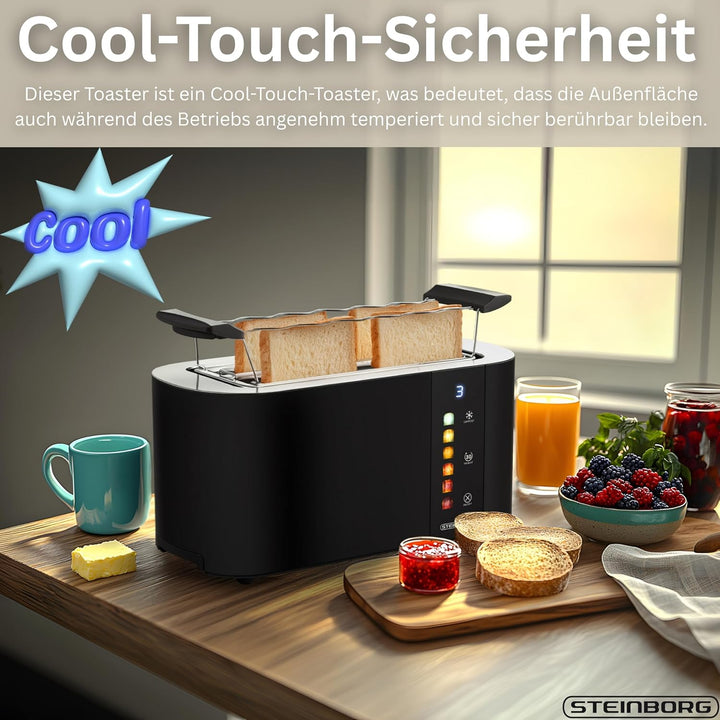 Steinborg® Automatik Toaster 4 Scheiben mit Brötchenaufsatz Langschlitztoaster Automatische Liftfunk