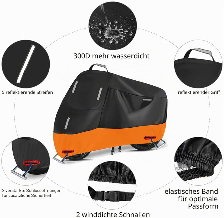 Motorradplane Wasserdicht 300D Motorradabdeckung Outdoor Motorroller Roller Moped Abdeckung Motorrad