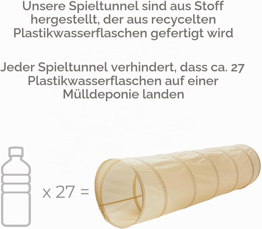 3 Sprouts - Krabbeltunnel für Kinder ab 1 Jahr – Spieltunnel Indoor &amp; Outdoor - Beige, Beige
