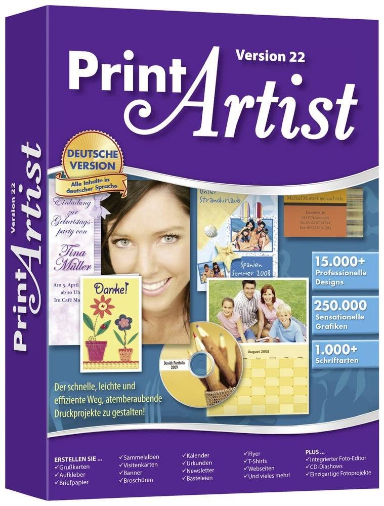 Markt & Technik Print Artist 22 Platinum Vollversion, 1 Lizenz Windows Bildbearbeitung