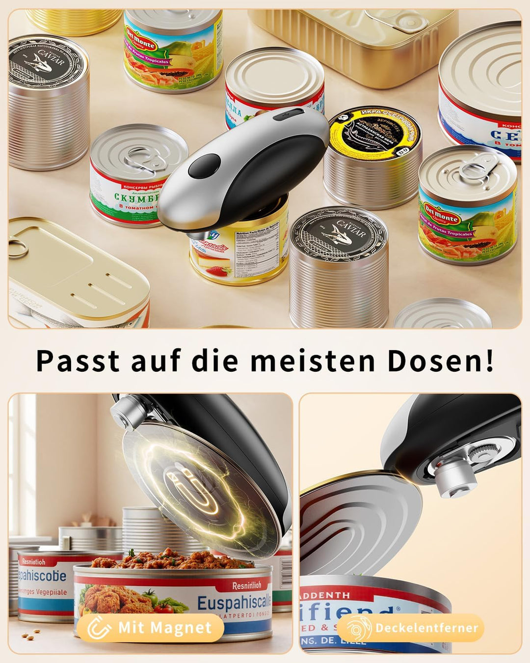 SWEETFULL Elektrischer Dosenöffner,USB Wiederaufladbarer Automatisches Dosenöffner-Set, perfekt für