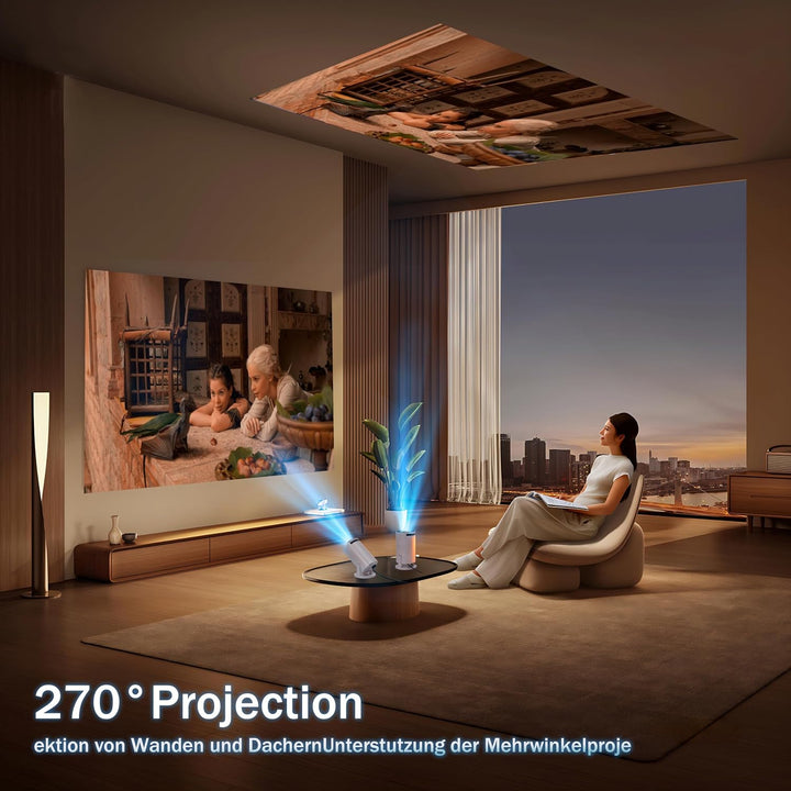 Projector 4K Unterstützt 1080P Full HD Mini Beamer with WiFi 6 mit BT 5.2, Beamer Klein Eingebaute A